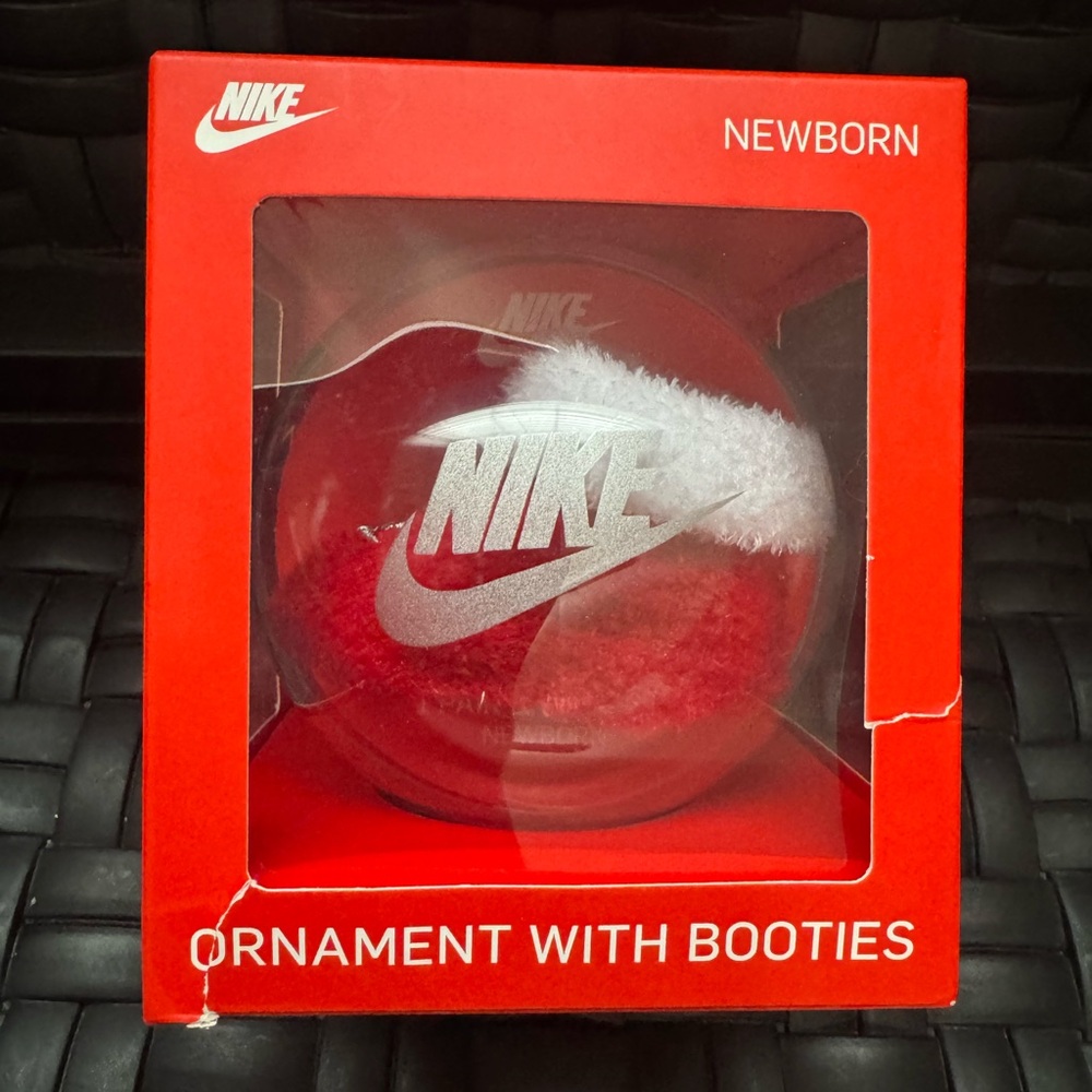 Nike Christmas Ornament Newborn Booties Red & White Nike Logo New Baby Gift